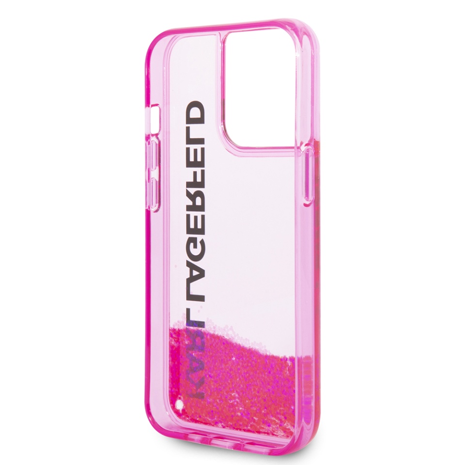 Husa pentru iPhone 14 Pro, Hardcase Liquid Glitter, Karl Lagerfeld - Roz - 3 | YEO