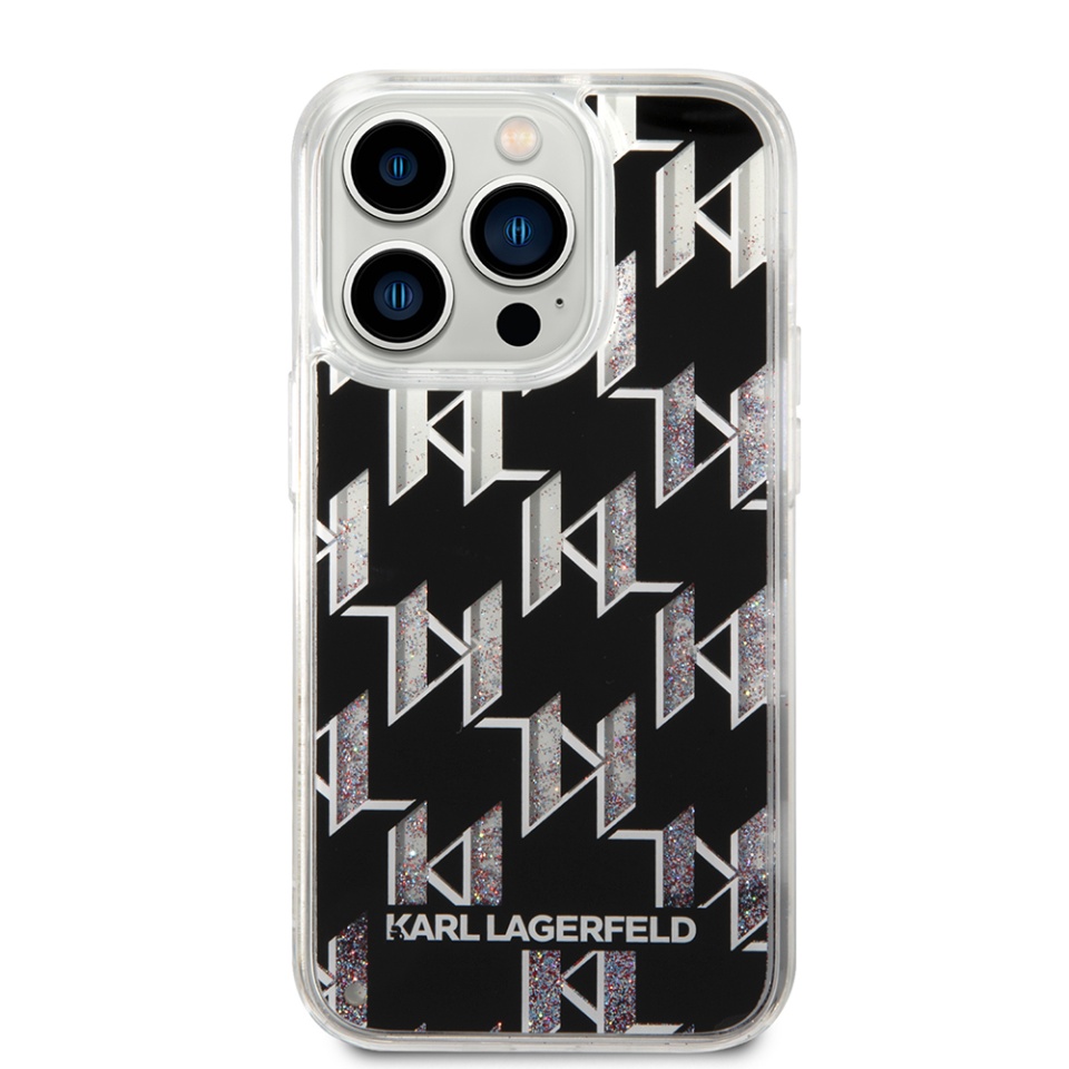 Husa pentru iPhone 14 Pro, Hardcase Liquid Glitter, Karl Lagerfeld - Monogram - 2 | YEO
