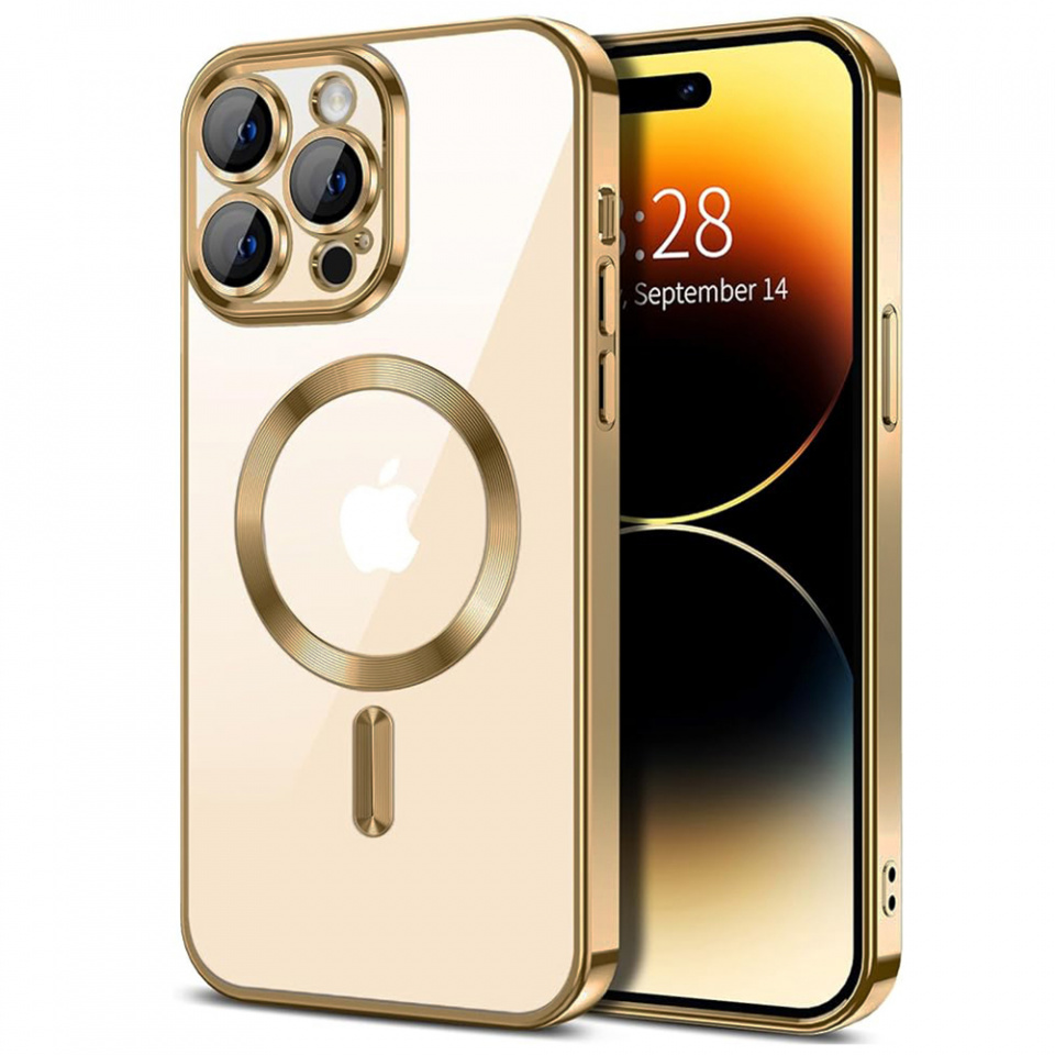 Husa pentru iPhone 14 Pro Max cu Magsafe integrat, SKYDDAR Luxury Shield - Auriu