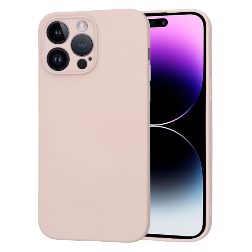 Husa pentru iPhone 14 Pro Max din Silicon Catifelat, Protectie Premium, Skyddar SoftElegance - Roz pudra