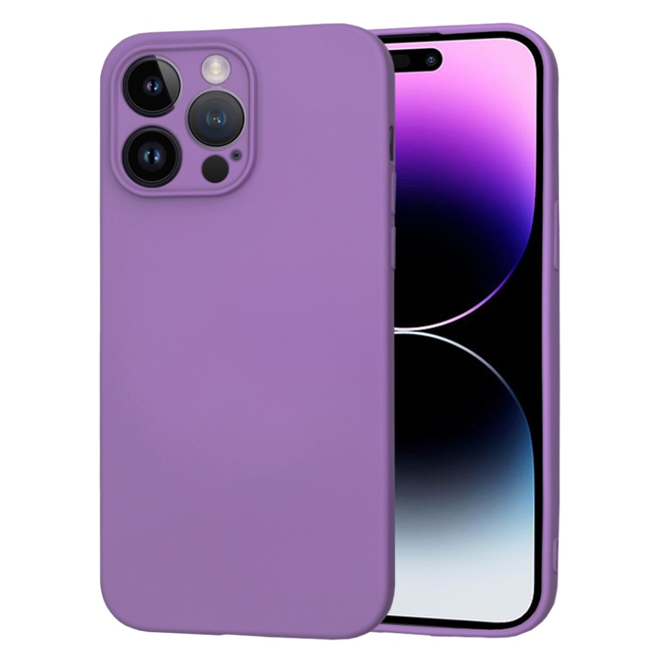 Husa pentru iPhone 14 Pro Max din Silicon Catifelat, Protectie Premium, Skyddar SoftElegance MagSafe - Mov