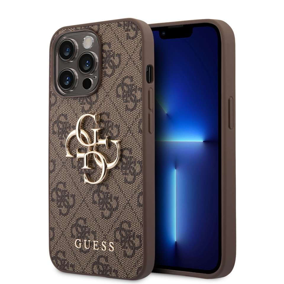 Husa pentru iPhone 14 Pro Max, Guess Hardcase 4G Big Metal Logo, Protectie Slim, Compatibila, Maro