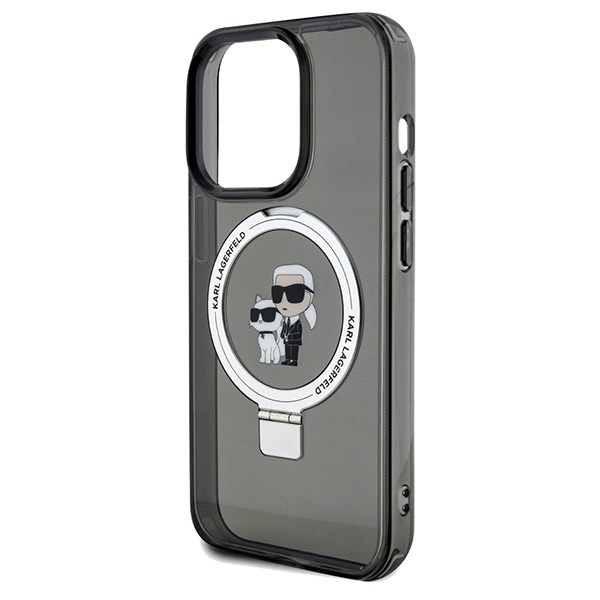 Husa pentru iPhone 14 Pro Max, Hardcase Ring Stand MagSafe, Karl Lagerfeld - Negru - 1 | YEO