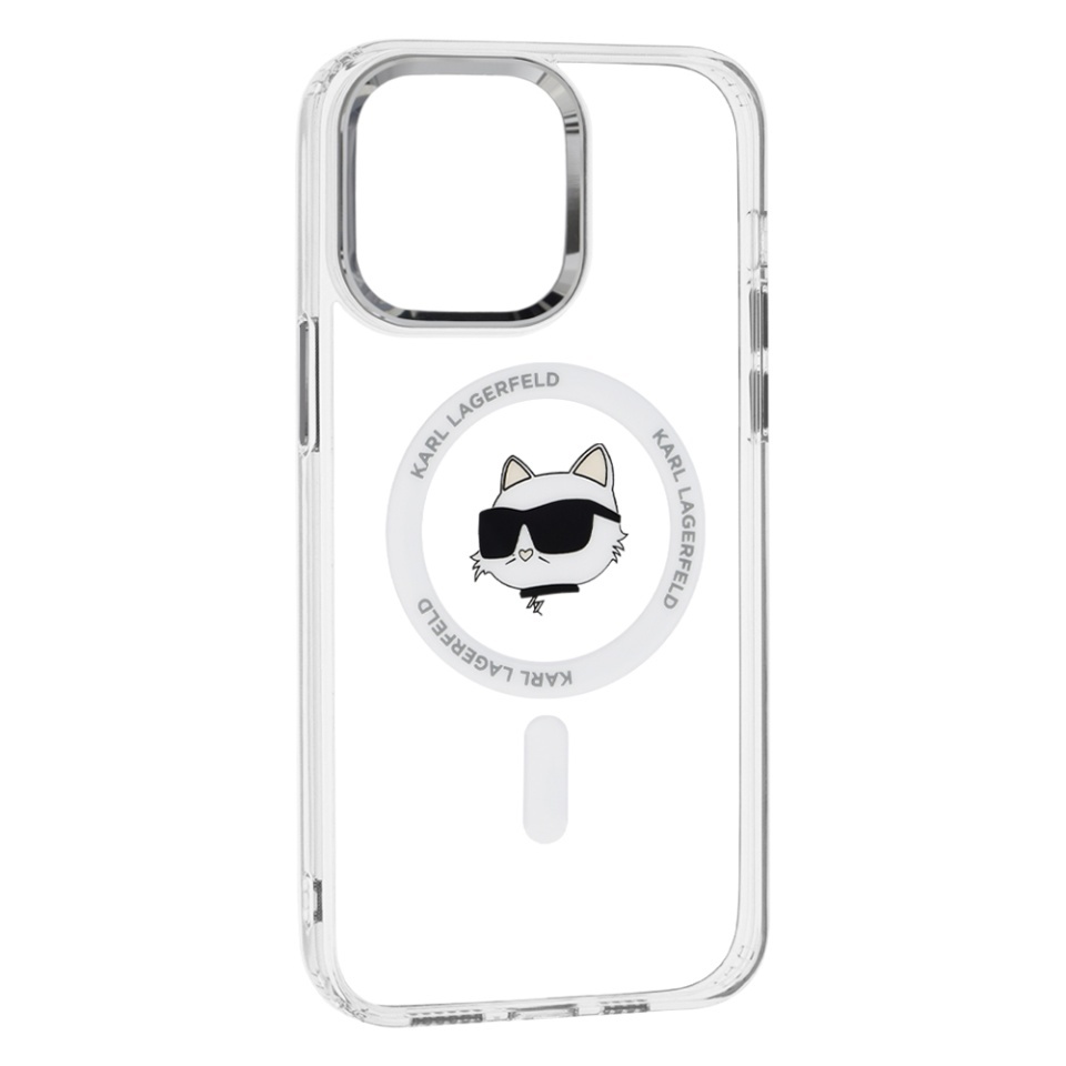 Husa pentru iPhone 14 Pro Max, IML Glitter K&C Heads Logo MagSafe, Clear Mono Karl&Choupette - 1 | YEO