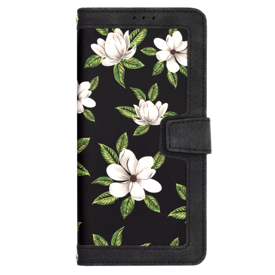 Husa pentru iPhone 14 Pro Max, SKYDDAR INNOVATION, Floral Wallet, din Piele Ecologică cu Design Floral, Protecție 360°, Stand Integrat, Buzunare pentru Carduri, Negru, set cu sticker - 1 | YEO