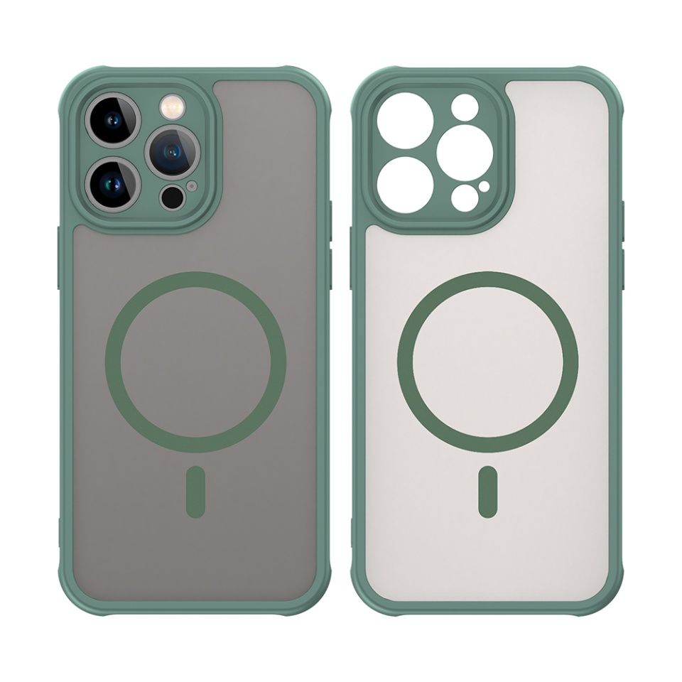 Husa pentru iPhone 14 Pro Max, SKYDDAR INNOVATION, HaloFrost MagSafe II, Antisoc, set cu sticker, Verde - 1 | YEO