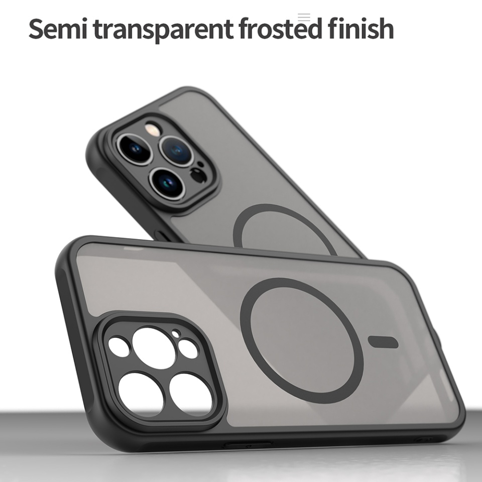 Husa pentru iPhone 14 Pro Max, SKYDDAR INNOVATION, HaloFrost MagSafe II, Antisoc, set cu sticker, Negru - 3 | YEO