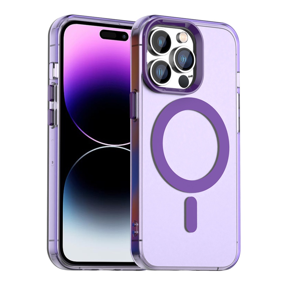 Husa pentru iPhone 14 Pro Max, SKYDDAR INOVATION, CandyCase, Magsafe, set cu sticker, Mov