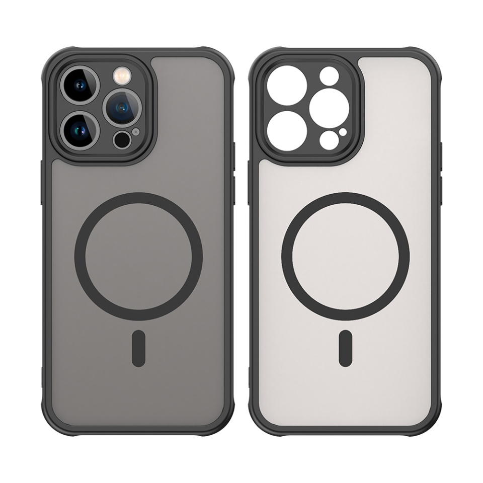 Husa pentru iPhone 14 Pro, SKYDDAR INNOVATION, HaloFrost MagSafe II, Antisoc, set cu sticker, Negru - 1 | YEO