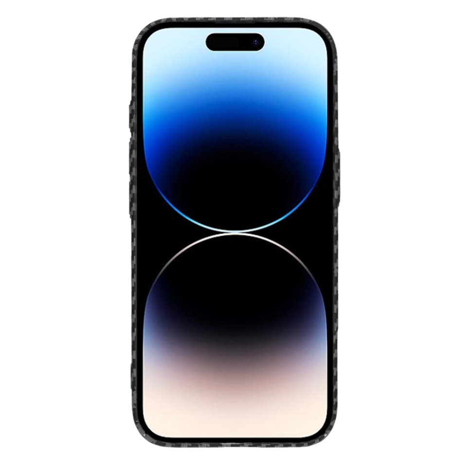 Husa pentru iPhone 14 Pro, SKYDDAR INNOVATION, textura carbon, Carbonite FiberShell, Negru, set cu sticker - 1 | YEO