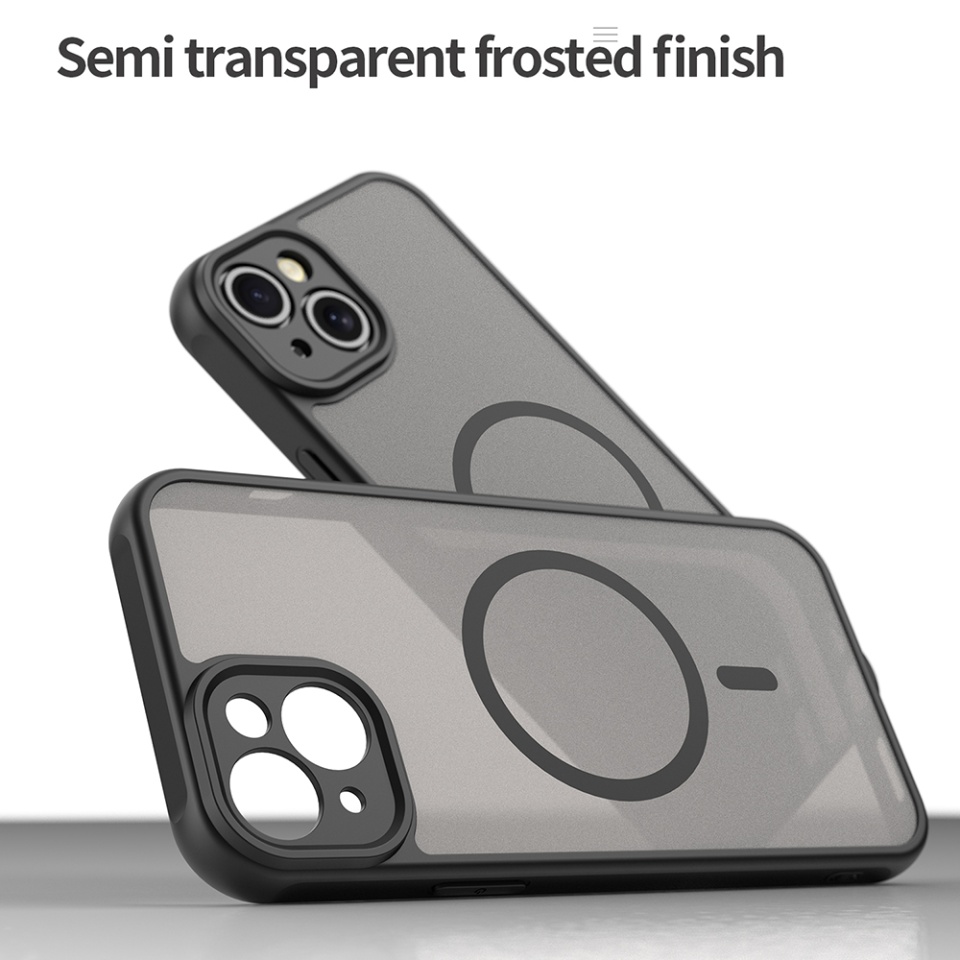 Husa pentru iPhone 14, SKYDDAR INNOVATION, HaloFrost MagSafe II, Antisoc, set cu sticker, Negru - 3 | YEO