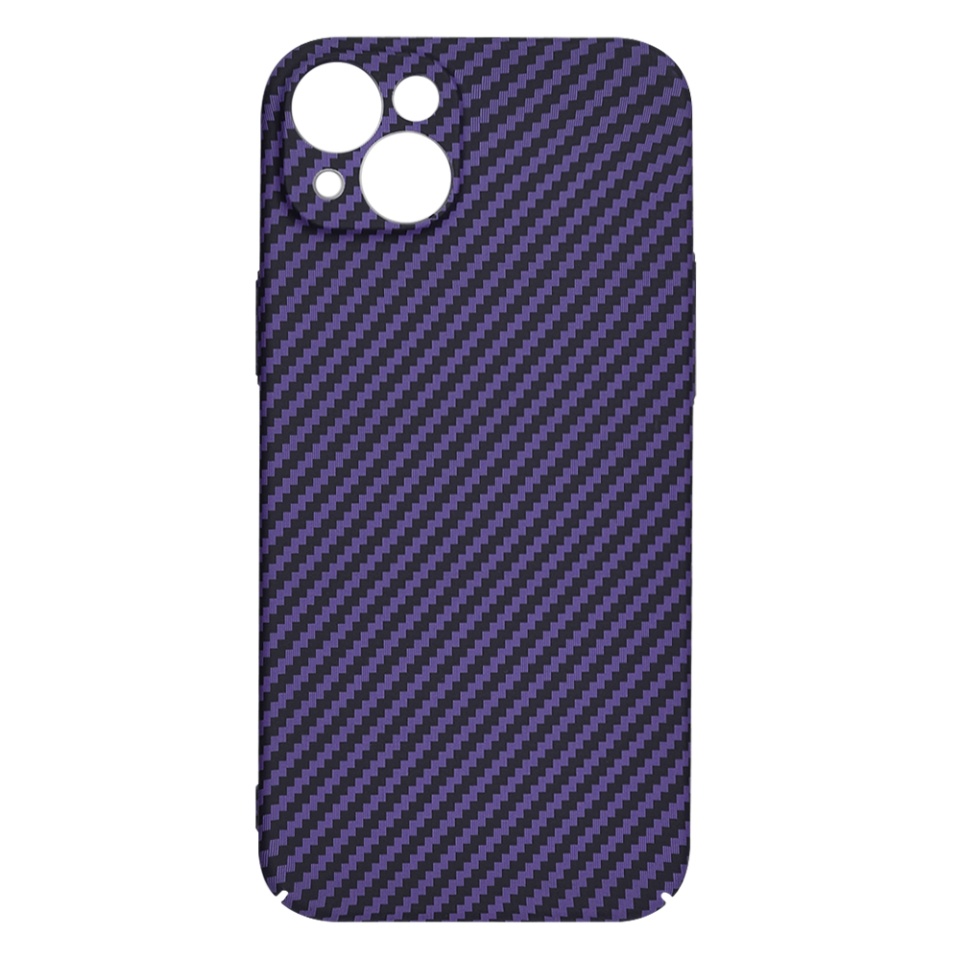 Husa pentru iPhone 14, SKYDDAR INNOVATION, textura carbon, Carbonite FiberShell, Mov, set cu sticker - 3 | YEO