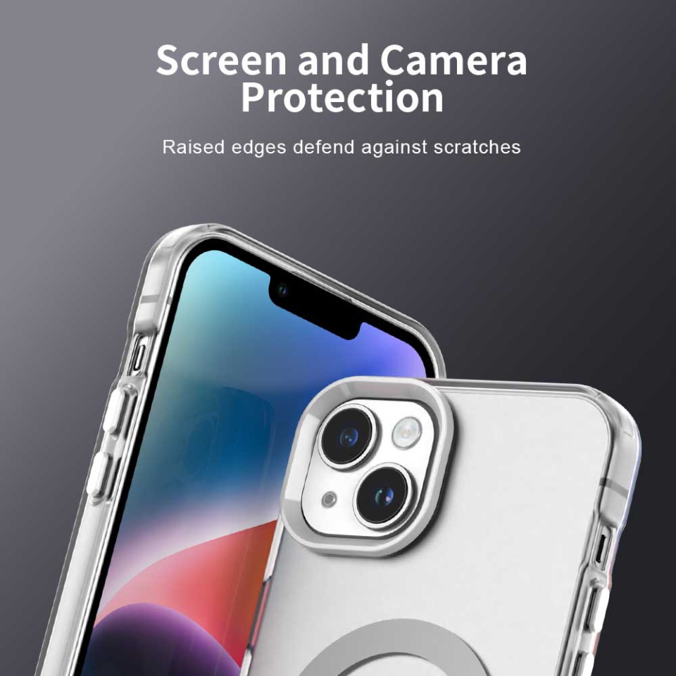 Husa pentru iPhone 14, SKYDDAR INOVATION, CandyCase, Magsafe, set cu sticker, Alb - 5