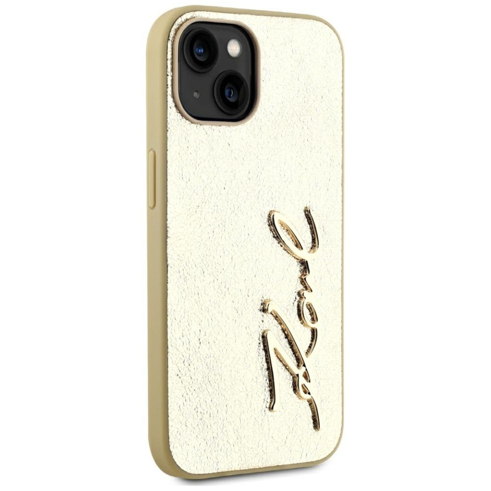 Husa pentru iPhone 15, Hardcase Leather, Karl Lagerfeld, Auriu - 3 | YEO