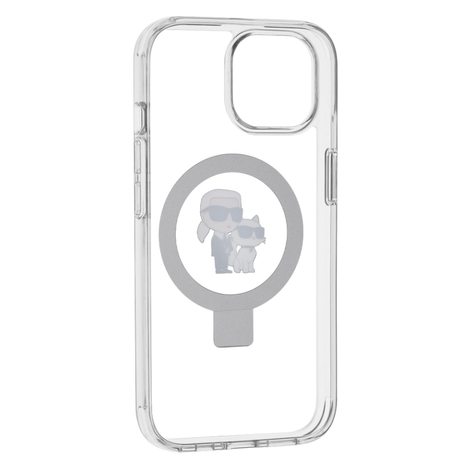 Husa pentru iPhone 15, Hardcase Ring Stand MagSafe, Karl Lagerfeld - Alb - 2 | YEO