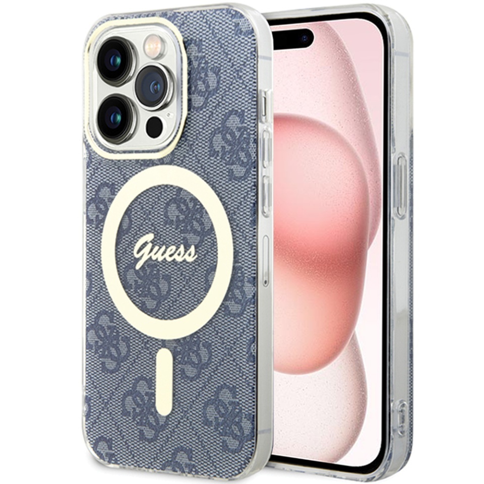 Husa pentru iPhone 15, IML 4G MagSafe, Guess - Albastru