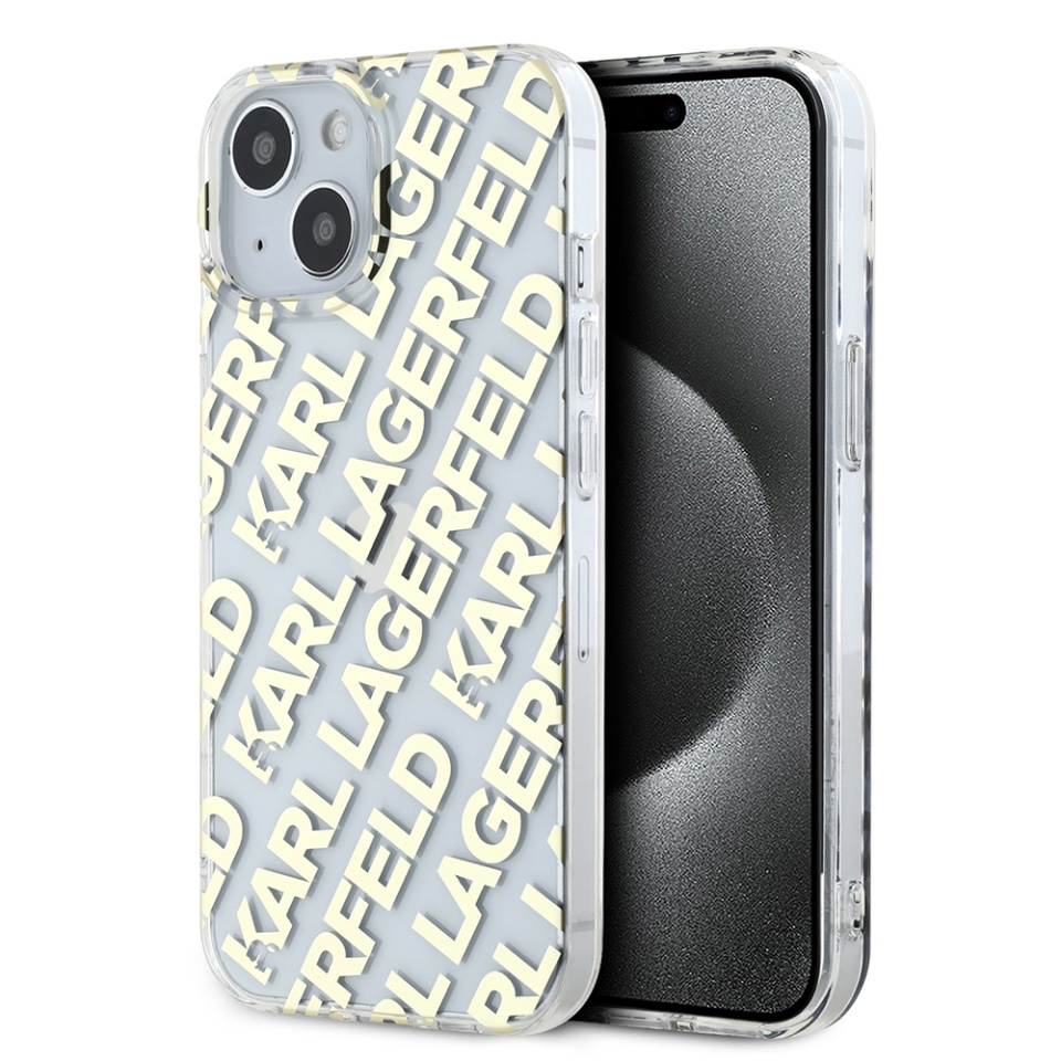 Husa pentru iPhone 15 IML Luxury, Karl Lagerfeld - Auriu