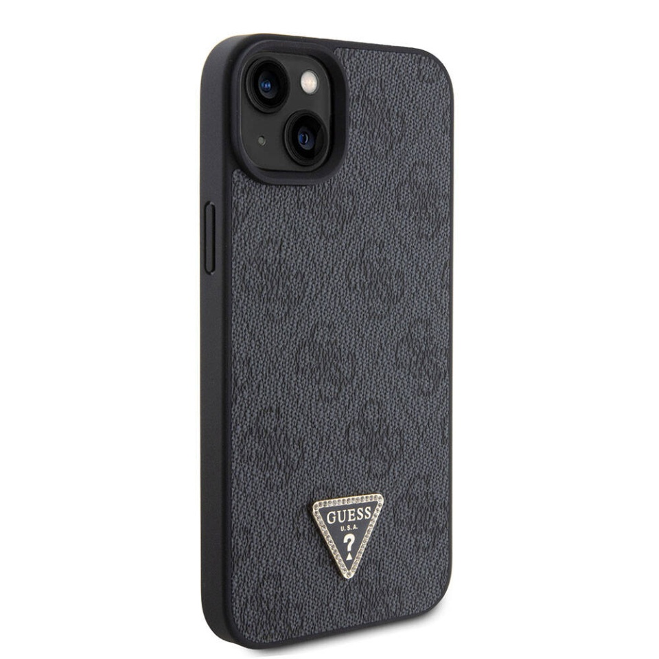 Husa pentru iPhone 15 Plus cu snur, Leather Metal Logo Strass Crossbody, Guess - Negru - 2 | YEO
