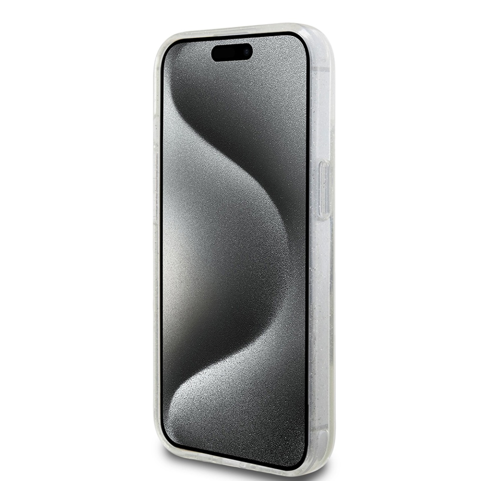 Husa pentru iPhone 15 Plus, Liquid Glitter Gold Stripes, Guess - Transparenta - 2 | YEO