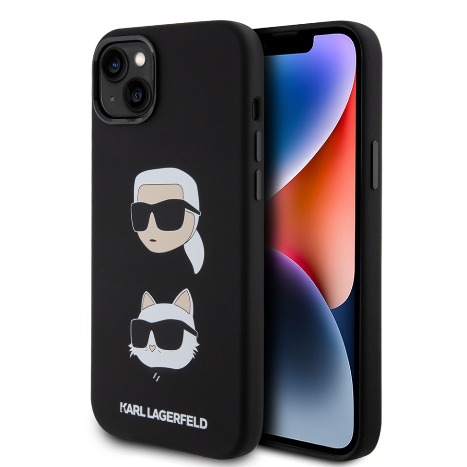 Husa pentru iPhone 15 Plus, Silicone, Karl Lagerfeld, Negru