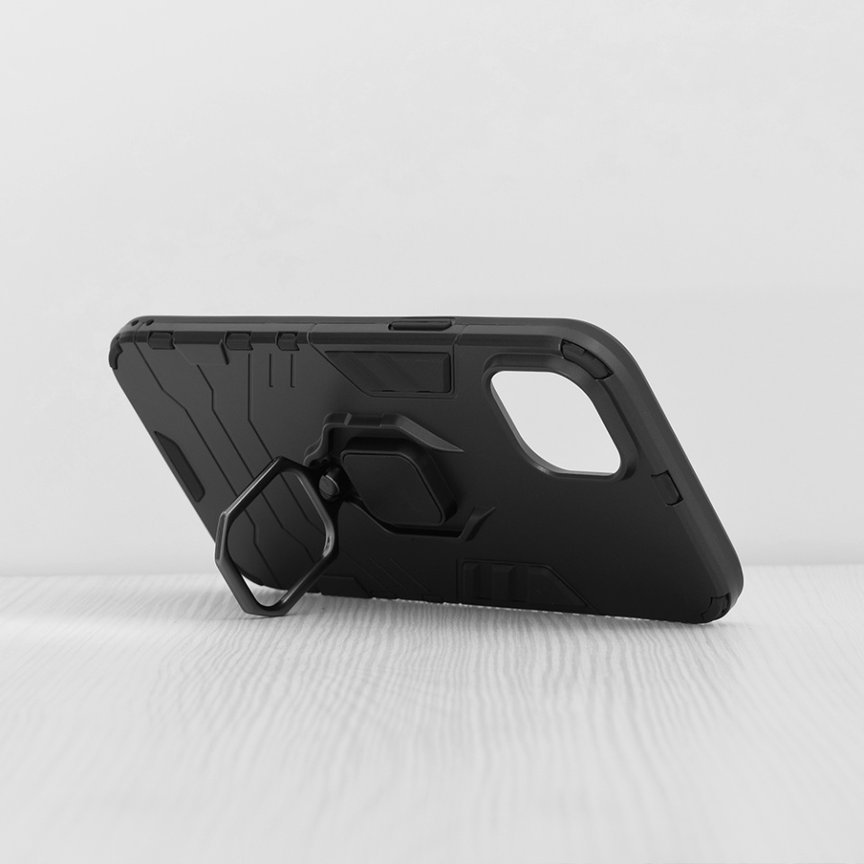 Husa pentru iPhone 15 Plus, SKYDDAR INNOVATION, cu Inel Magnetic, Antisoc, Forged, Negru, set cu sticker - 1 | YEO