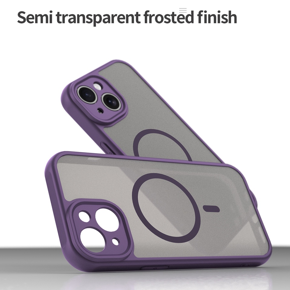Husa pentru iPhone 15 Plus, SKYDDAR INNOVATION, HaloFrost MagSafe II, Antisoc, set cu sticker, Mov - 3 | YEO