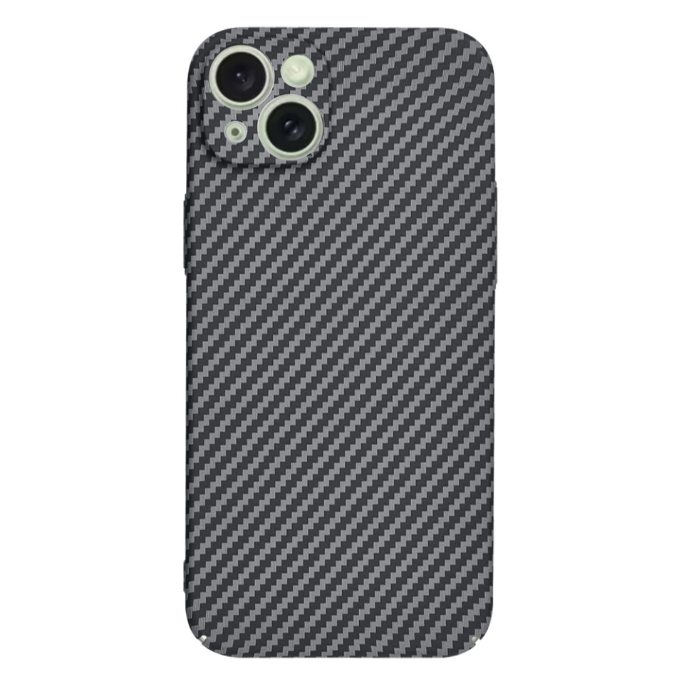 Husa pentru iPhone 15 Plus, SKYDDAR INNOVATION, textura carbon, Carbonite FiberShell, Negru, set cu sticker - 2 | YEO