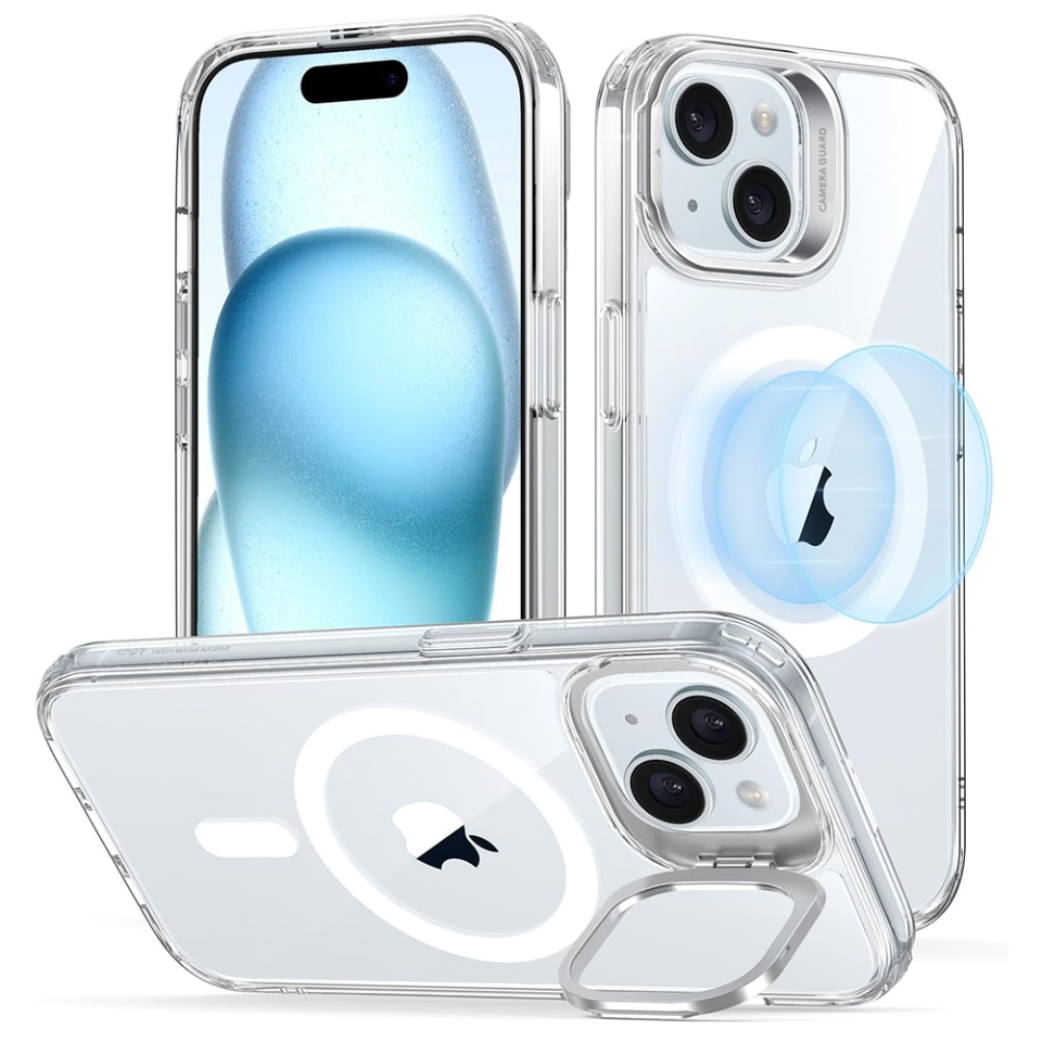 Husa pentru iPhone 15 Plus, slim MagSafe, Classic Hybrid HaloLock Kickstand ESR - Transparenta