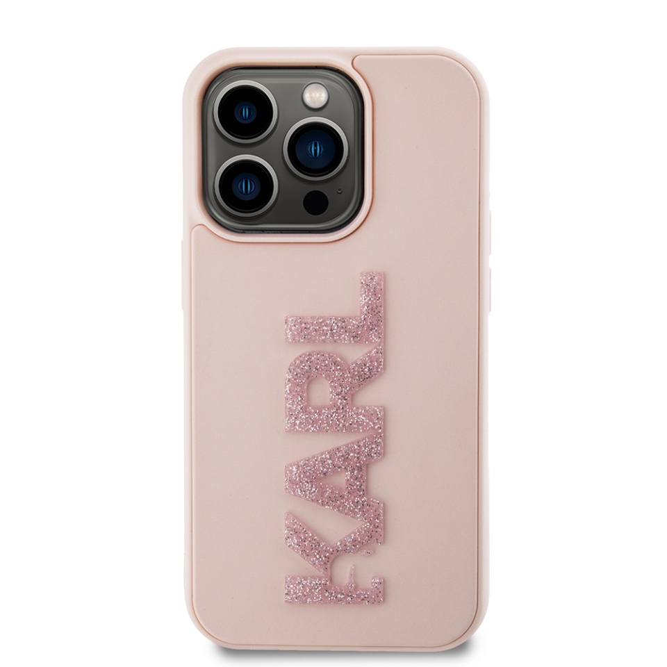 Husa pentru iPhone 15 Pro, 3D Design, Karl Lagerfeld, Roz - 2 | YEO