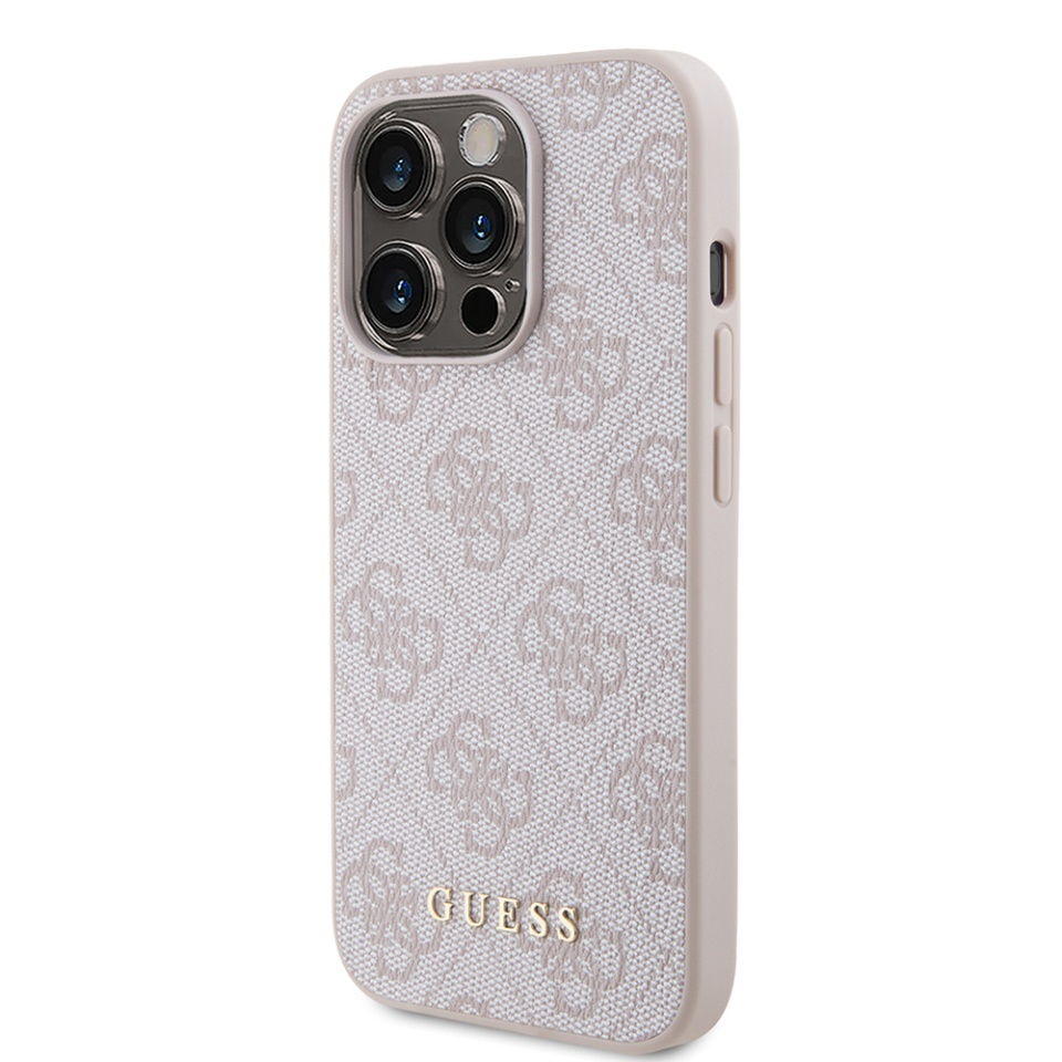 Husa pentru iPhone 15 Pro, Guess, Hardcase 4G Metal Gold Logo, Roz - 3 | YEO