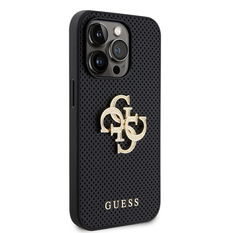 Husa pentru iPhone 15 Pro, Guess Perforata Logo 3D, Design Slim, Negru - 2 | YEO
