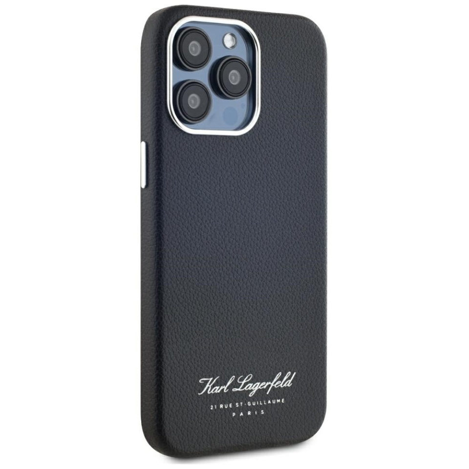 Husa pentru iPhone 15 Pro, Hardcase Leather Monogram, Karl Lagerfeld, Negru - 3 | YEO