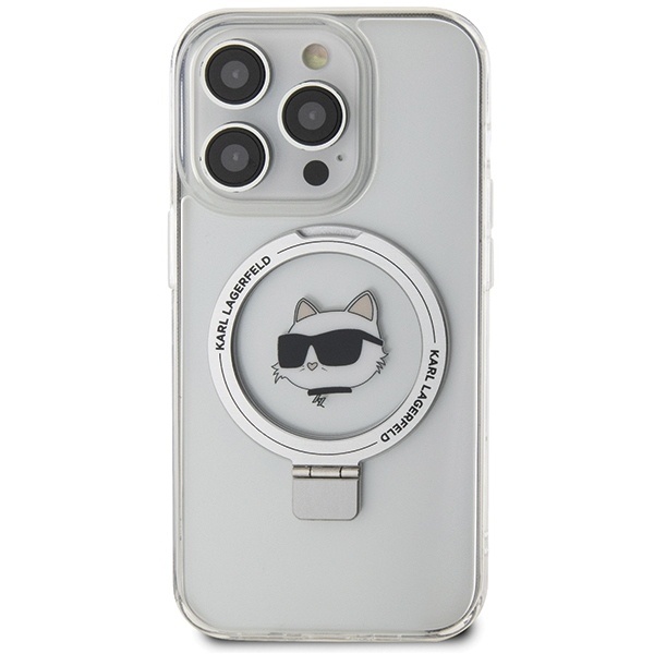 Husa pentru iPhone 15 Pro, Hardcase Ring Stand MagSafe, Karl Lagerfeld - Alb - 3 | YEO