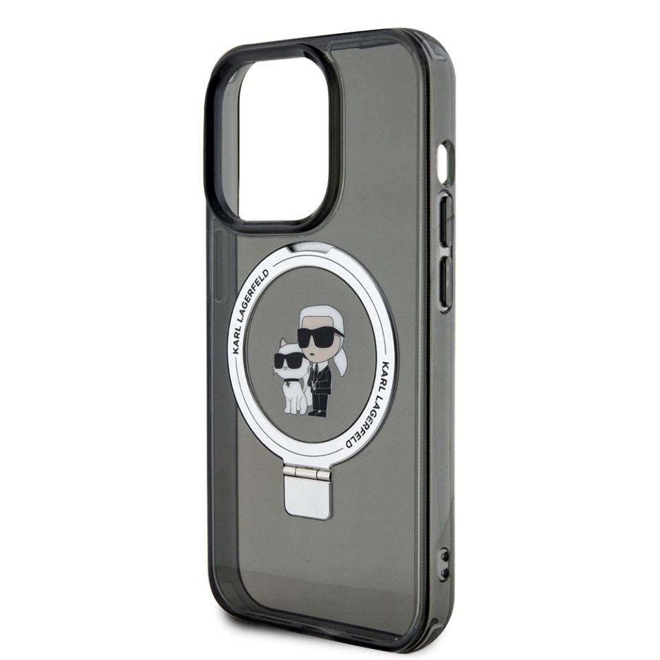 Husa pentru iPhone 15 Pro, Hardcase Ring Stand MagSafe, Karl Lagerfeld - Negru - 2 | YEO
