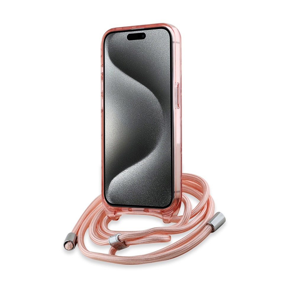 Husa pentru iPhone 15 Pro, Karl Lagerfeld, IML Crossbody MagSafe, Pink Monogram Karl&Choupette Head - 3 | YEO
