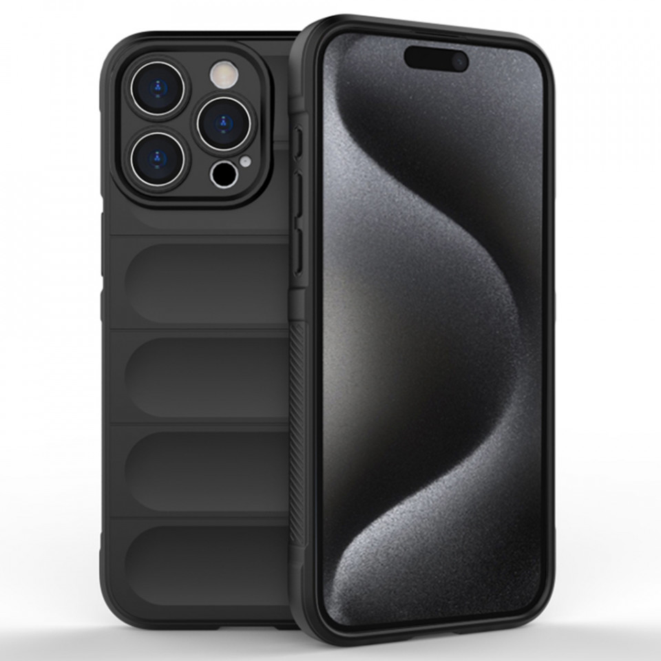 Husa pentru iPhone 15 Pro Max eleganta, din silicon mat, SKDR Vogue - Negru