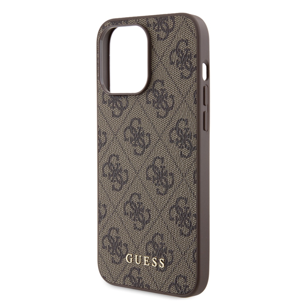 Husa pentru iPhone 15 Pro Max, Guess, Hardcase 4G Metal Gold Logo, Maro - 3 | YEO