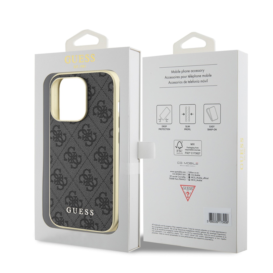 Husa pentru iPhone 15 Pro Max Hardcase 4G Charm, Guess - Gri - 7