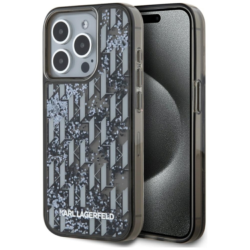 Husa pentru iPhone 15 Pro Max, Hardcase Glitter, Karl Lagerfeld, Negru