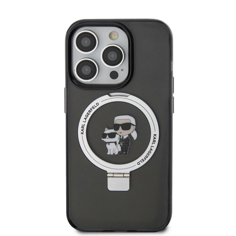 Husa pentru iPhone 15 Pro Max, Hardcase Ring Stand MagSafe, Karl Lagerfeld - Negru - 2 | YEO