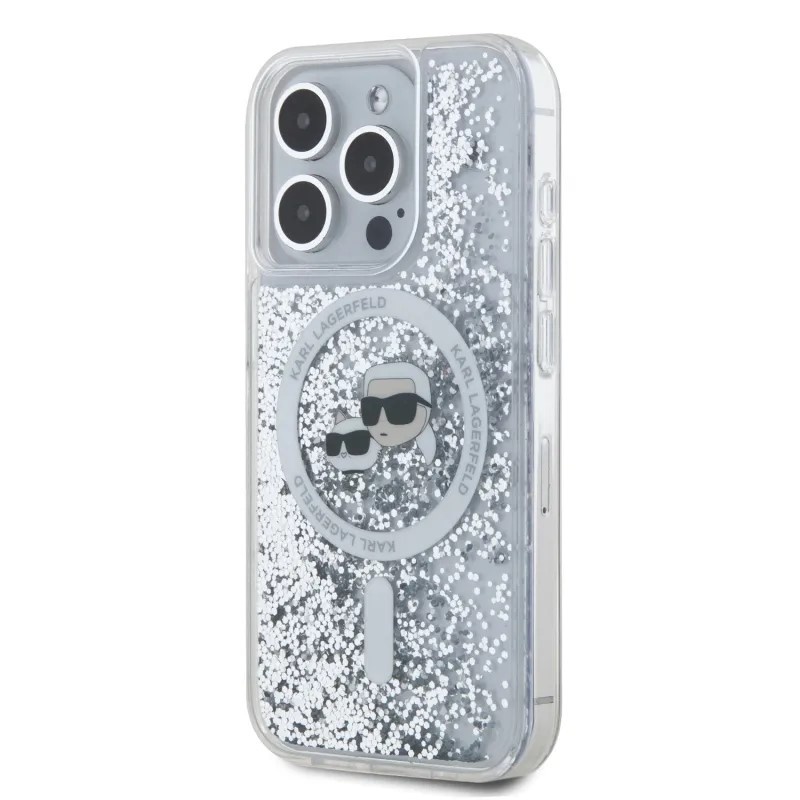 Husa pentru iPhone 15 Pro Max, Liquid Glitter MagSafe, Karl Lagerfeld - Transparenta - 2 | YEO