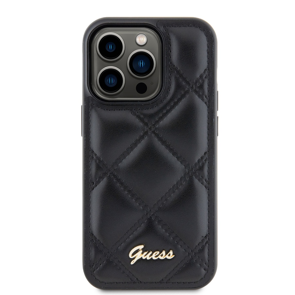 Husa pentru iPhone 15 Pro Max Quilted Metal Logo, Guess - Negru - 1 | YEO