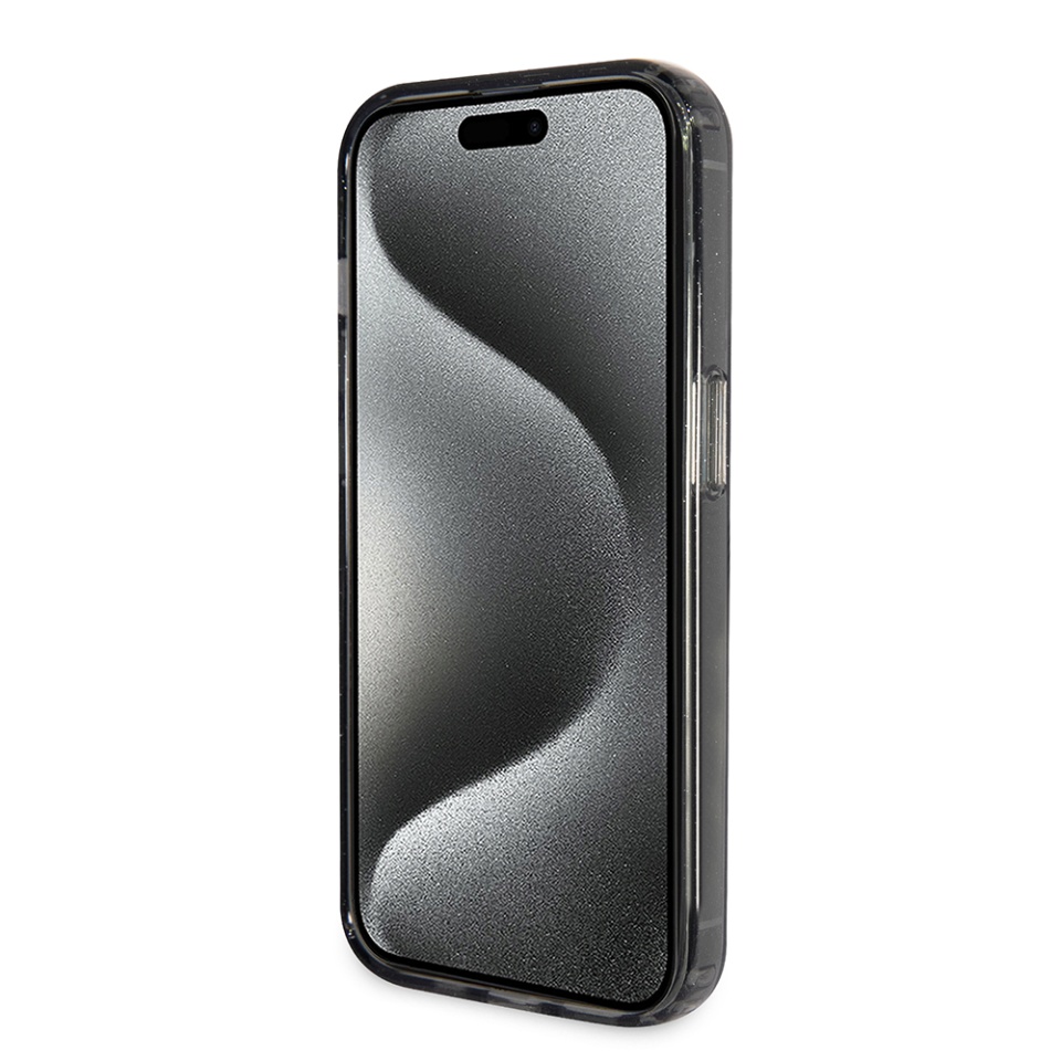Husa pentru iPhone 15 Pro Max Ring Stand Script Glitter, Guess - Negru - 1 | YEO