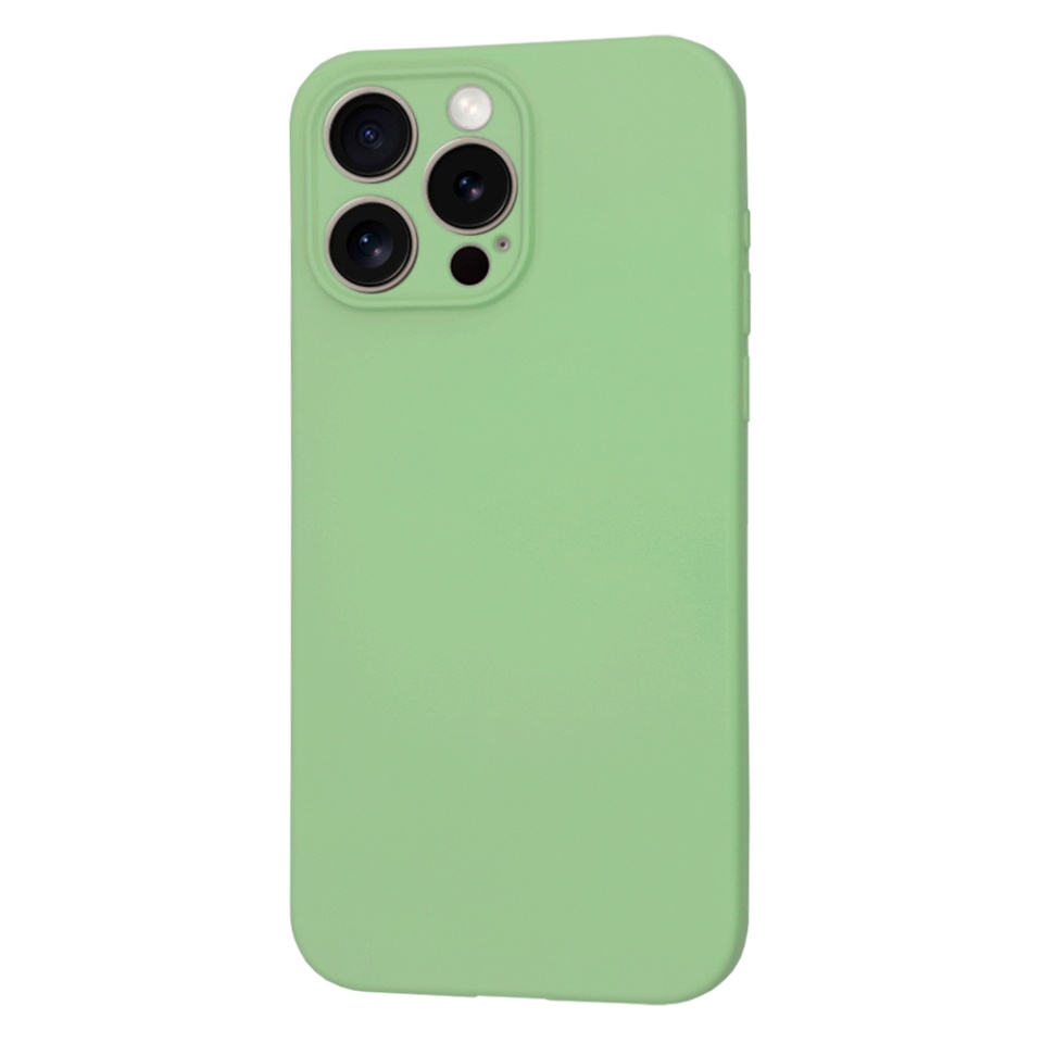 Husa pentru iPhone 15 Pro Max, SKYDDAR INNOVATION, din Silicon Catifelat, SoftFlex Magsafe, Verde deschis, set cu sticker - 1 | YEO