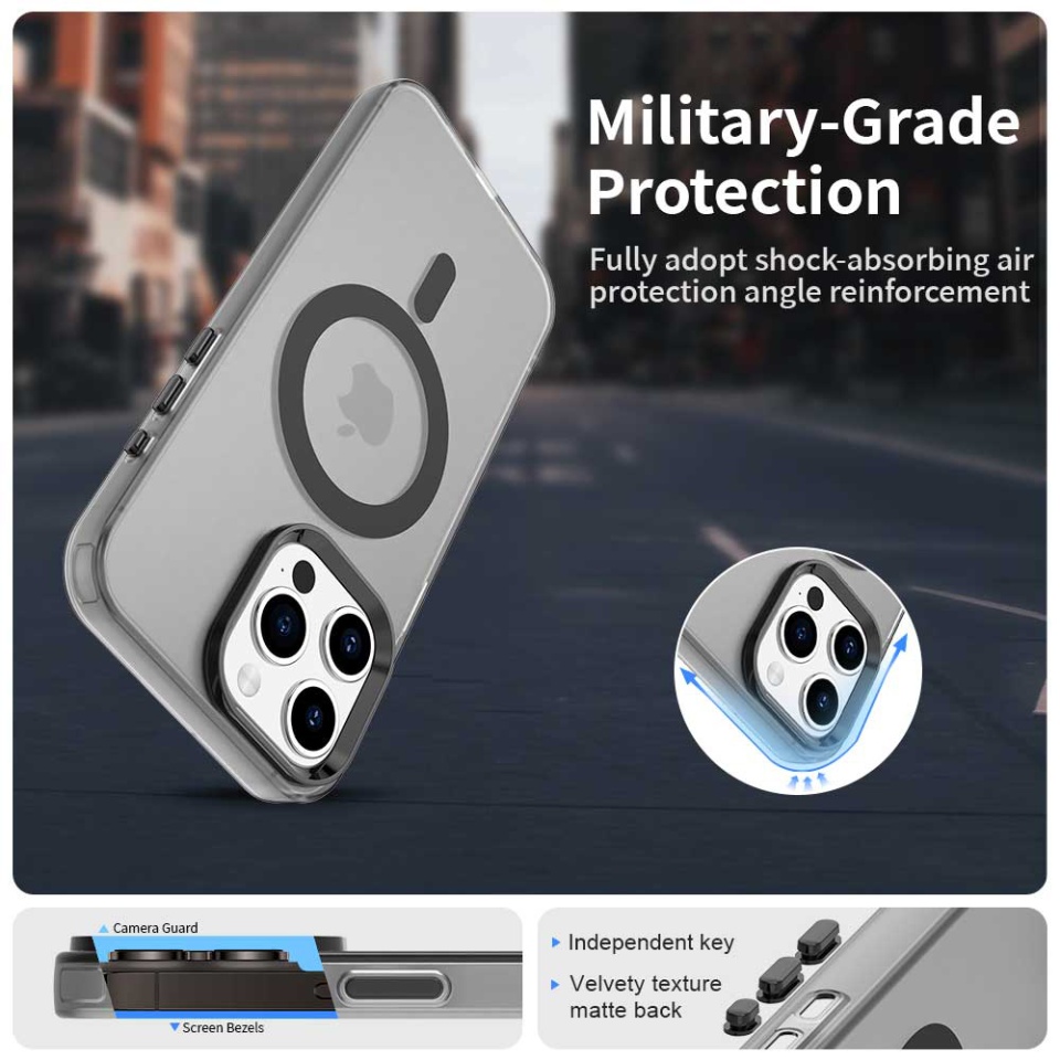 Husa pentru iPhone 15 Pro Max, SKYDDAR INOVATION, CandyCase, Magsafe, set cu sticker, Negru - 2 | YEO