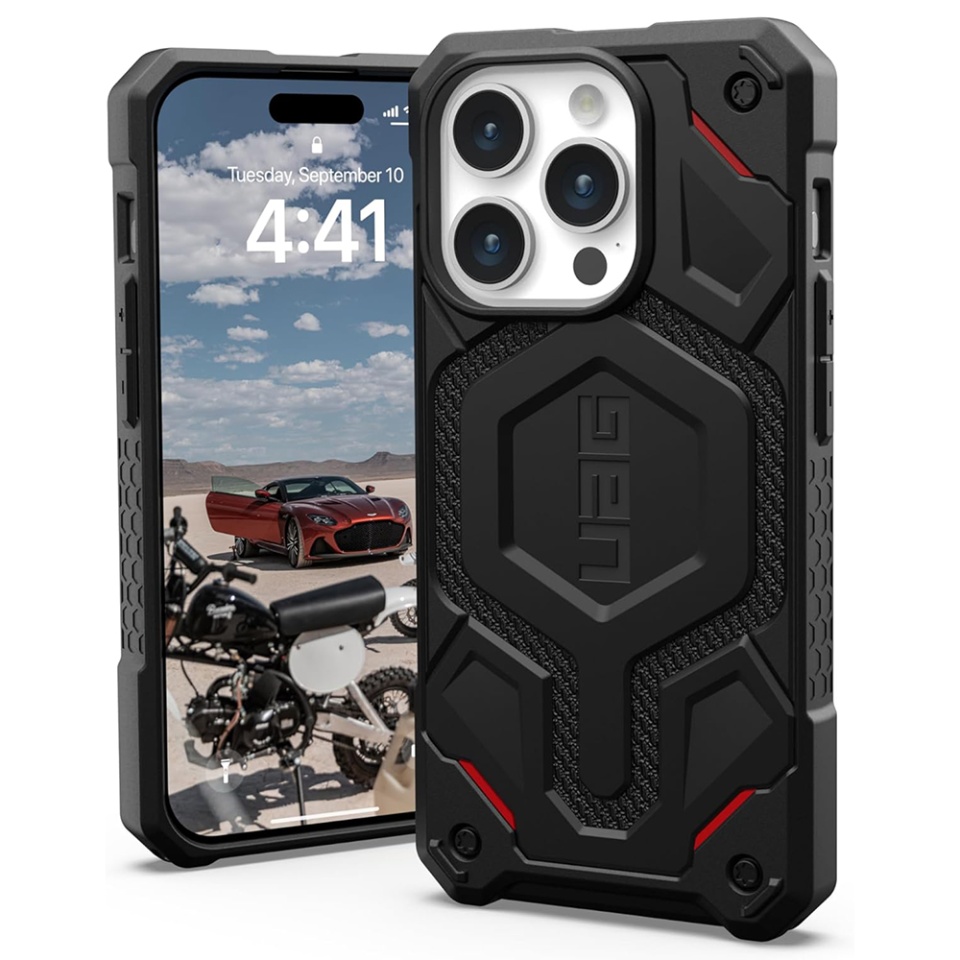 Husa pentru iPhone 15 Pro, Monarch Pro MagSafe, UAG - Kevlar Negru