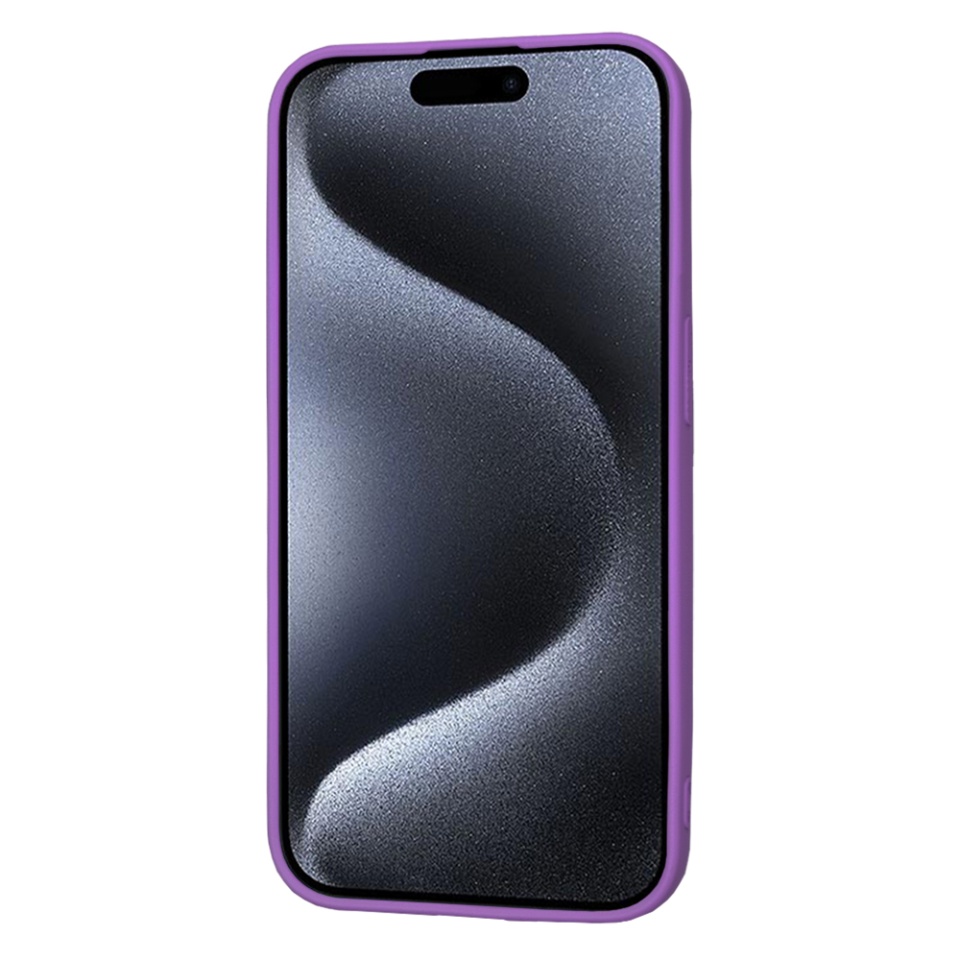 Husa pentru iPhone 15 Pro, SKYDDAR INNOVATION, din Silicon Catifelat, SoftElegance , Mov, set cu sticker - 1 | YEO