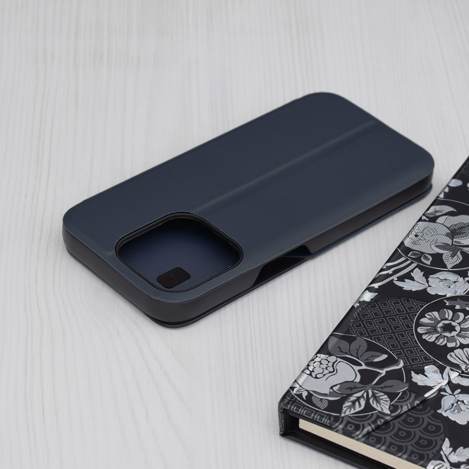 Husa pentru iPhone 15 Pro, SKYDDAR INNOVATION, eFold, tip carte, Albastru, set cu sticker - 1 | YEO