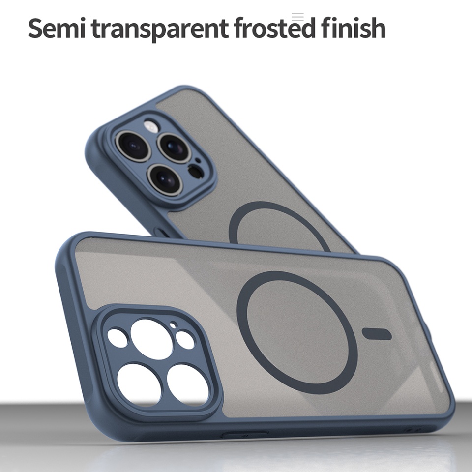 Husa pentru iPhone 15 Pro, SKYDDAR INNOVATION, HaloFrost MagSafe II, Antisoc, set cu sticker, Bleumarin - 3 | YEO