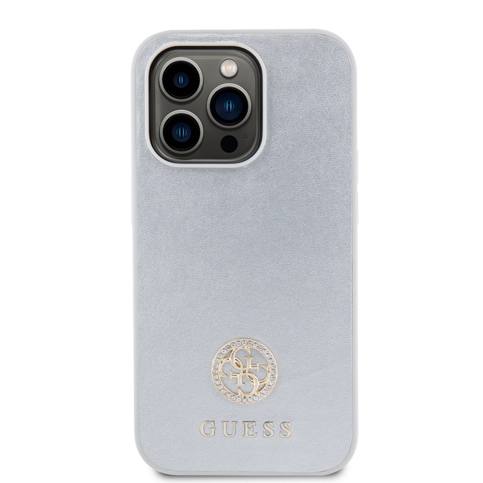 Husa pentru iPhone 15 Pro, Strass Metal Logo, Protectie Slim, Argintiu - 1 | YEO